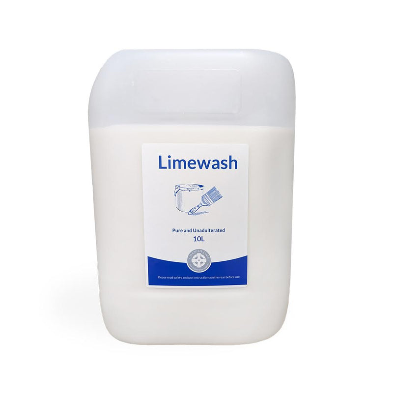 Container of Limewash with a label on a white background
